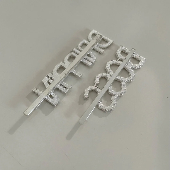 Crystal Rhinestone Studded Metal Hair Pin Accessories “DRIPPIN” & “BOSS” Set - Picture 10 of 11